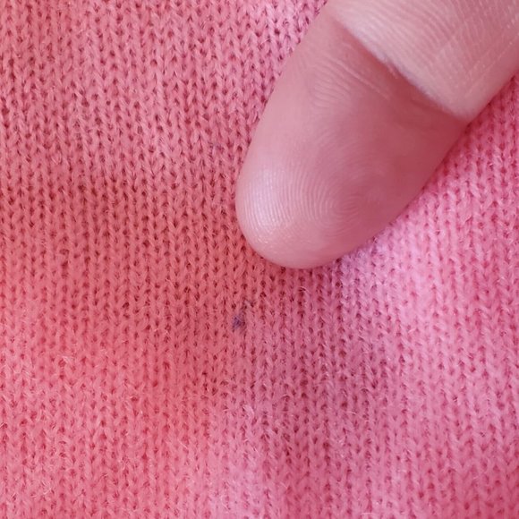 Vintage 60s Mod Bright Pink Knit Cardigan Sweater 3d Flowers Medium Pinup - Picture 7 of 10